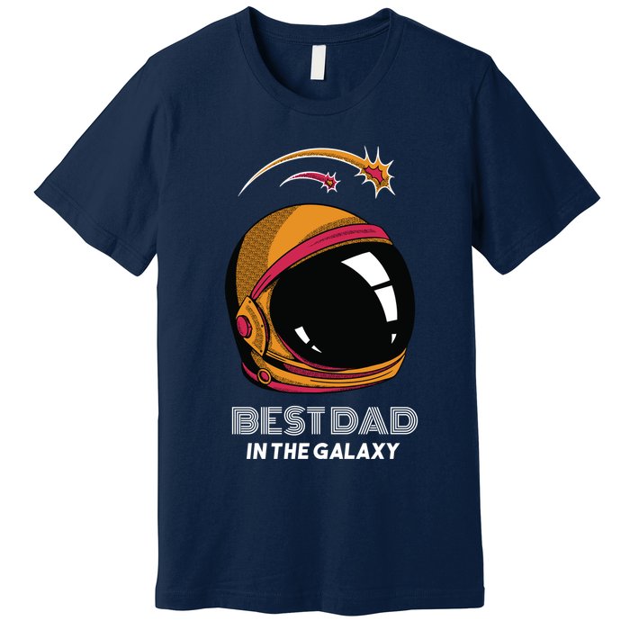 Best Dad In The Galaxy Space Helmet Premium T-Shirt