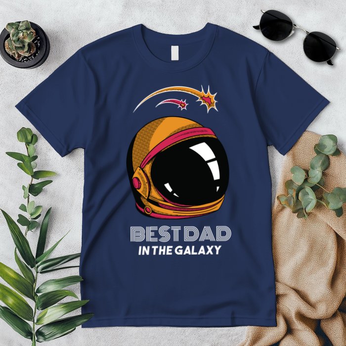 Best Dad In The Galaxy Space Helmet Premium T-Shirt