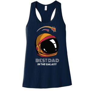 Best Dad In The Galaxy Space Helmet Women's Racerback Tank