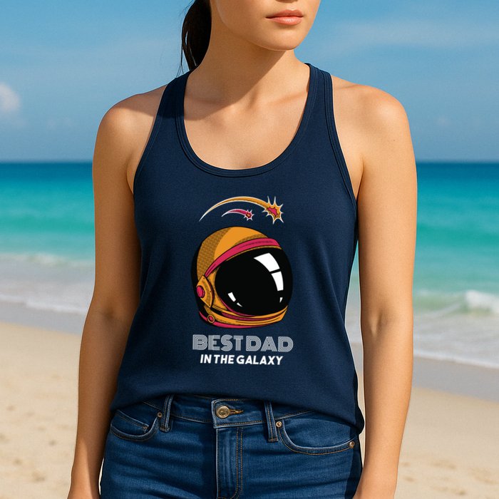 Best Dad In The Galaxy Space Helmet Womens Tank Top