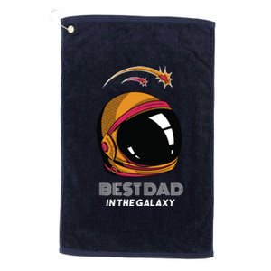 Best Dad In The Galaxy Space Helmet Platinum Collection Golf Towel