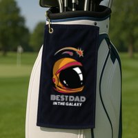 Best Dad In The Galaxy Space Helmet Golf Towel