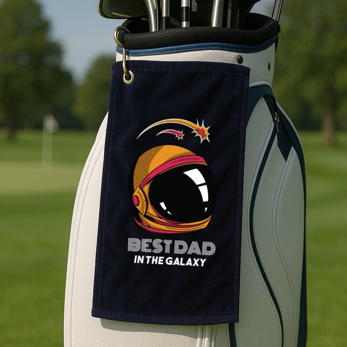 Best Dad In The Galaxy Space Helmet Golf Towel
