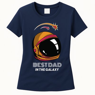 Best Dad In The Galaxy Space Helmet Womens T-Shirt