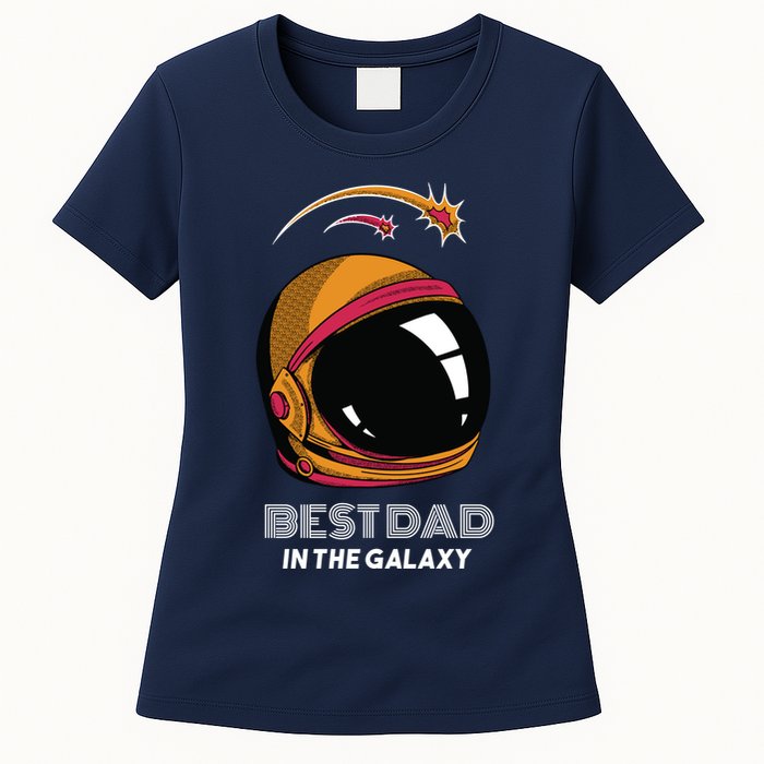 Best Dad In The Galaxy Space Helmet Womens T-Shirt