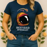 Best Dad In The Galaxy Space Helmet Womens T-Shirt