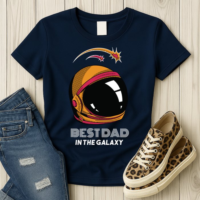 Best Dad In The Galaxy Space Helmet Womens T-Shirt