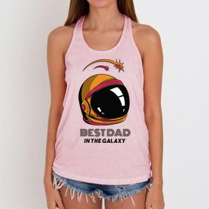 Best Dad In The Galaxy Space Helmet Women's Knotted Racerback Tank