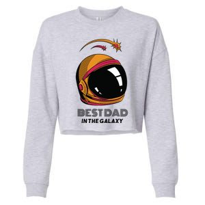 Best Dad In The Galaxy Space Helmet Cropped Pullover Crew