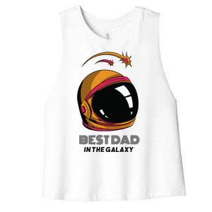 Best Dad In The Galaxy Space Helmet Women's Racerback Cropped Tank