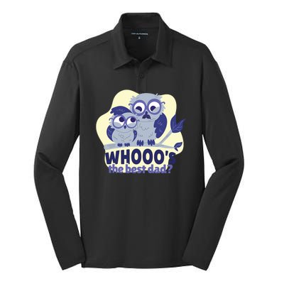 Best Dad Owl Silk Touch Performance Long Sleeve Polo