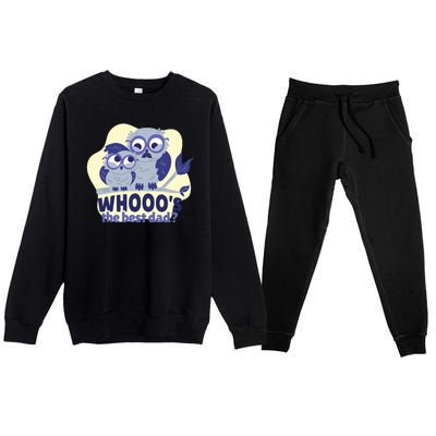 Best Dad Owl Premium Crewneck Sweatsuit Set