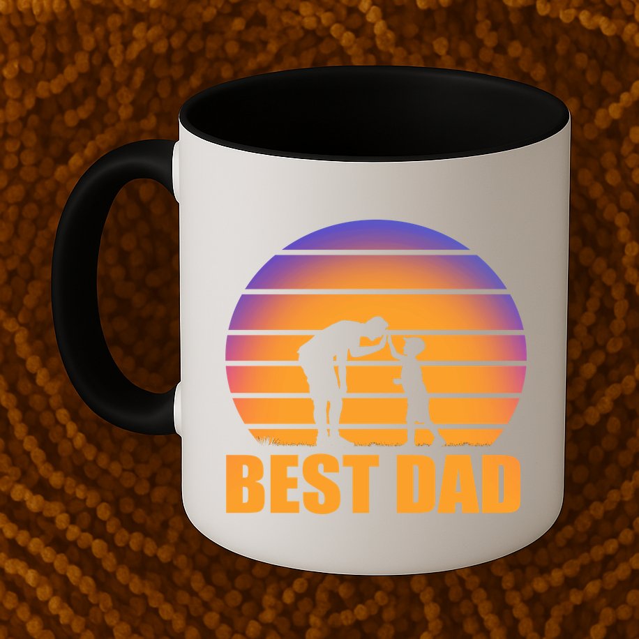 Best Dad Retro Sunset Mug