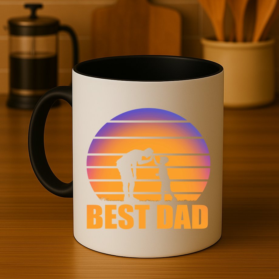 Best Dad Retro Sunset Mug