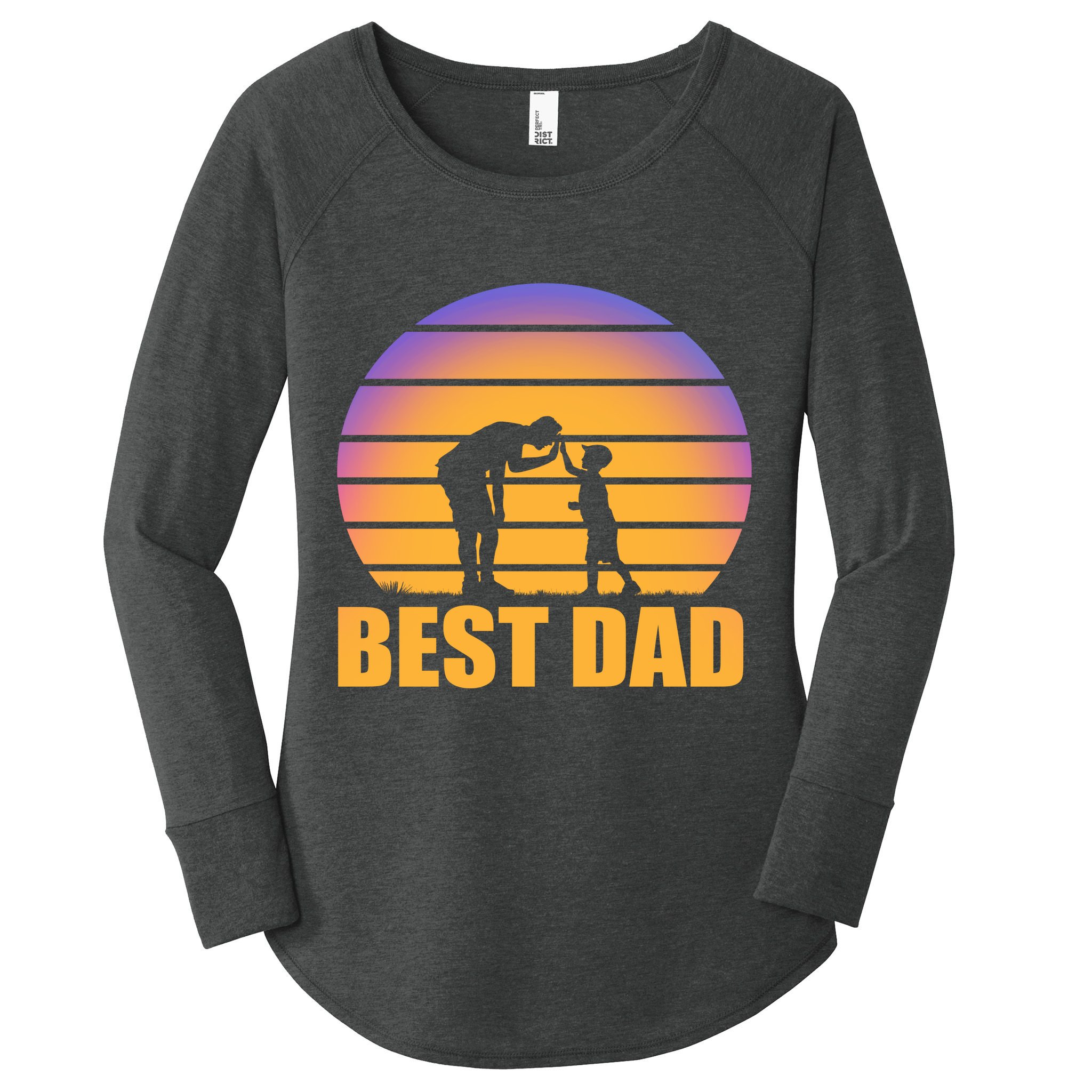 Best Dad Retro Sunset Women's Perfect Tri Tunic Long Sleeve Shirt