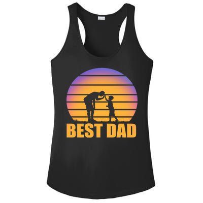 Best Dad Retro Sunset Ladies PosiCharge Competitor Racerback Tank