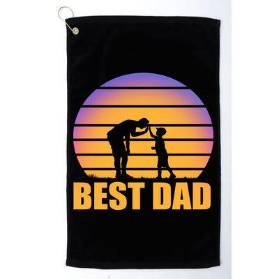 Best Dad Retro Sunset Golf Towel