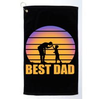 Best Dad Retro Sunset Golf Towel