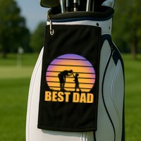 Best Dad Retro Sunset Golf Towel