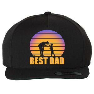 Best Dad Retro Sunset Wool Snapback Cap