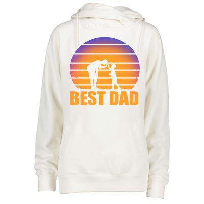 Best Dad Retro Sunset Womens Funnel Neck Pullover Hood