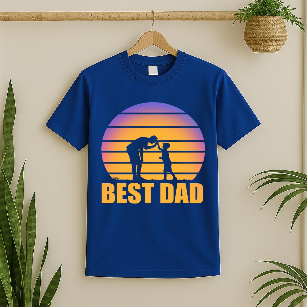 Best Dad Retro Sunset T-Shirt