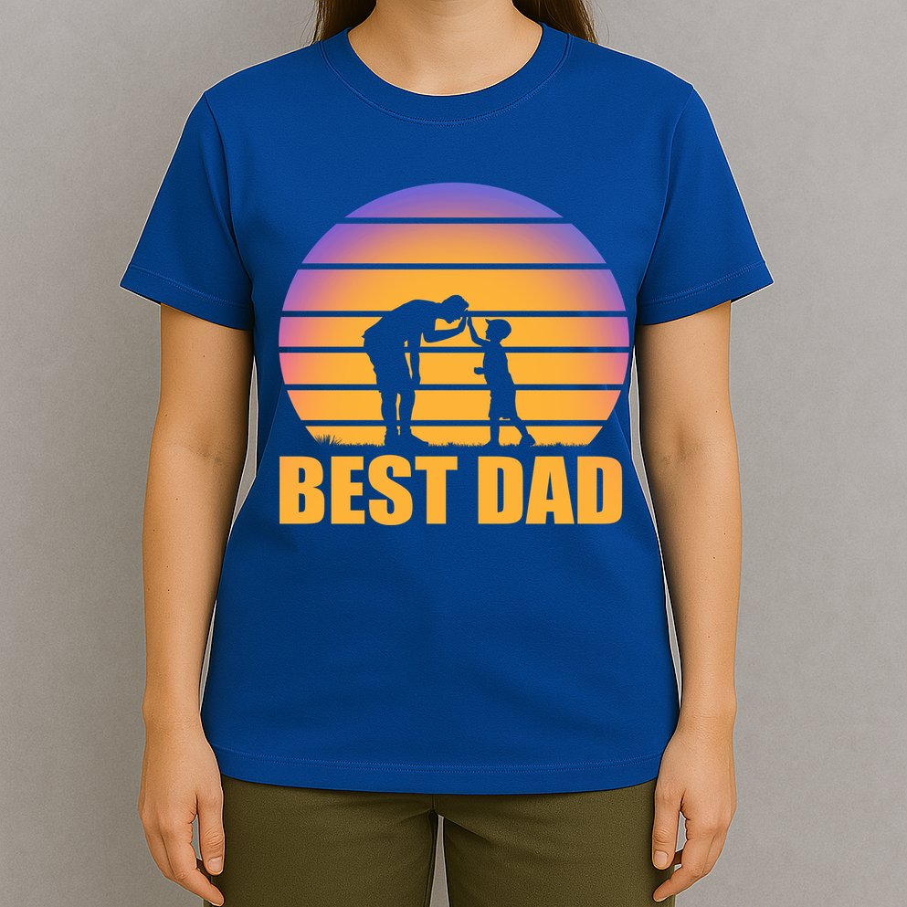 Best Dad Retro Sunset T-Shirt