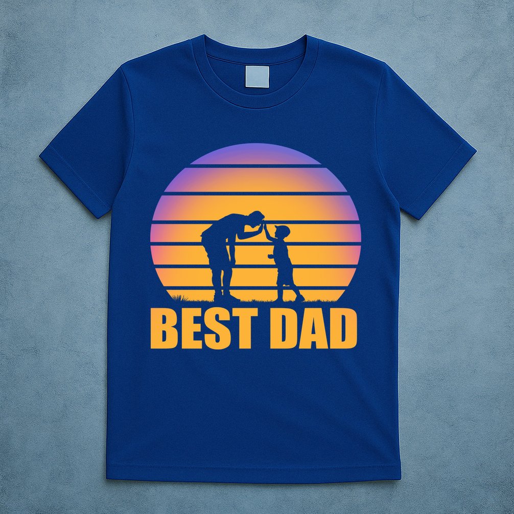 Best Dad Retro Sunset T-Shirt