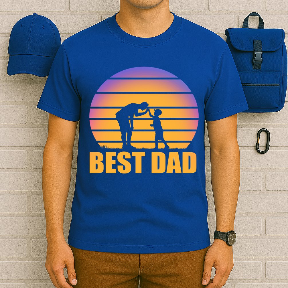 Best Dad Retro Sunset T-Shirt