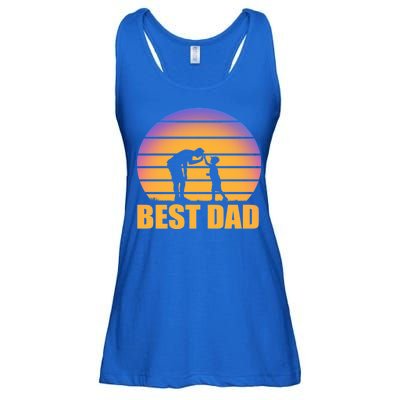 Best Dad Retro Sunset Ladies Essential Flowy Tank