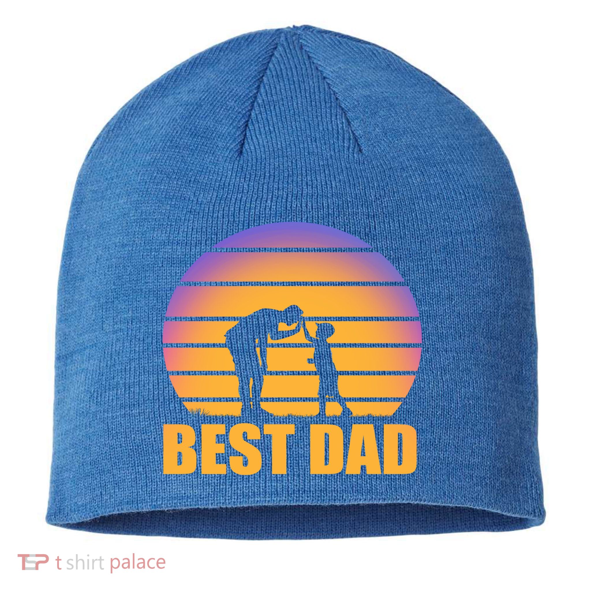 Best Dad Retro Sunset Sustainable Beanie
