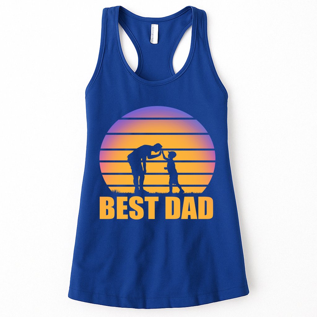 Best Dad Retro Sunset Womens Tank Top