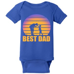 Best Dad Retro Sunset Baby Bodysuit