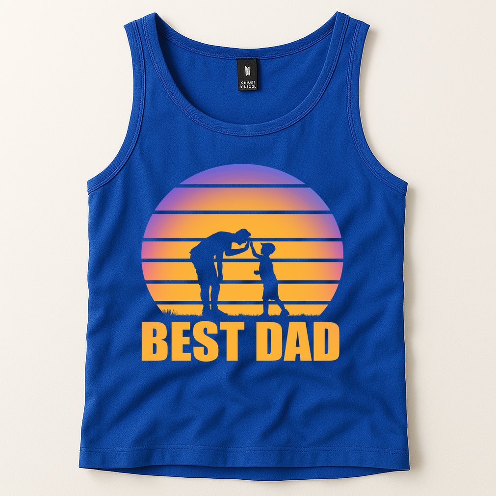 Best Dad Retro Sunset Tank Top