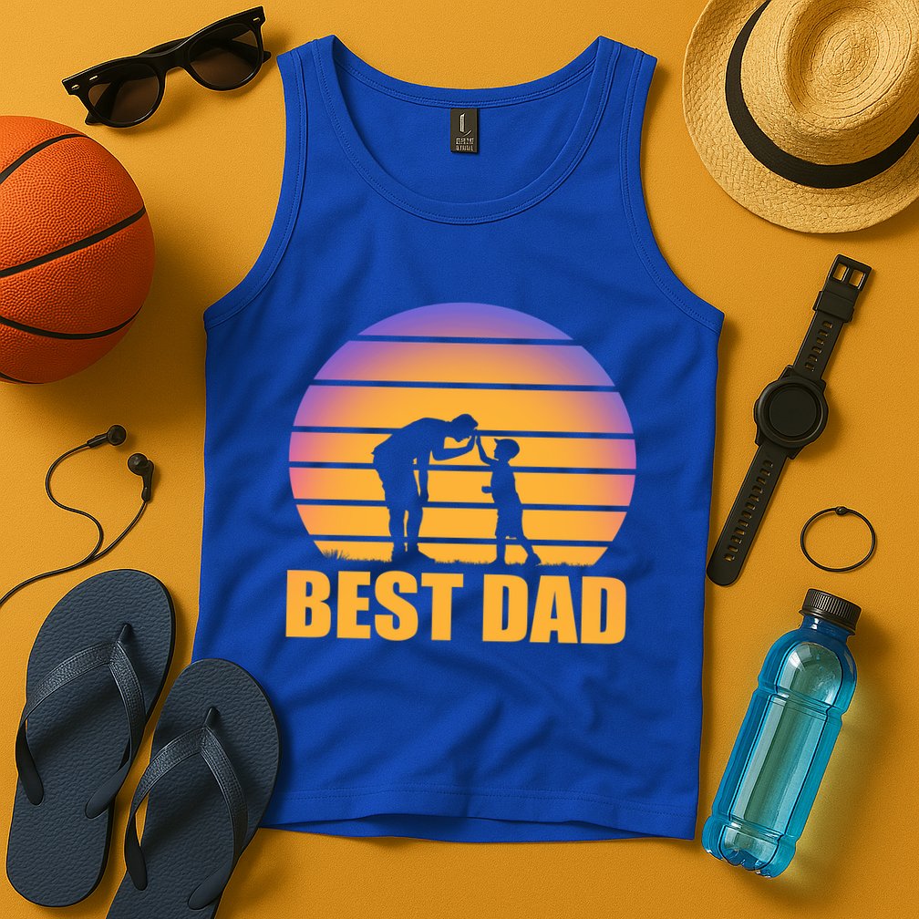 Best Dad Retro Sunset Tank Top