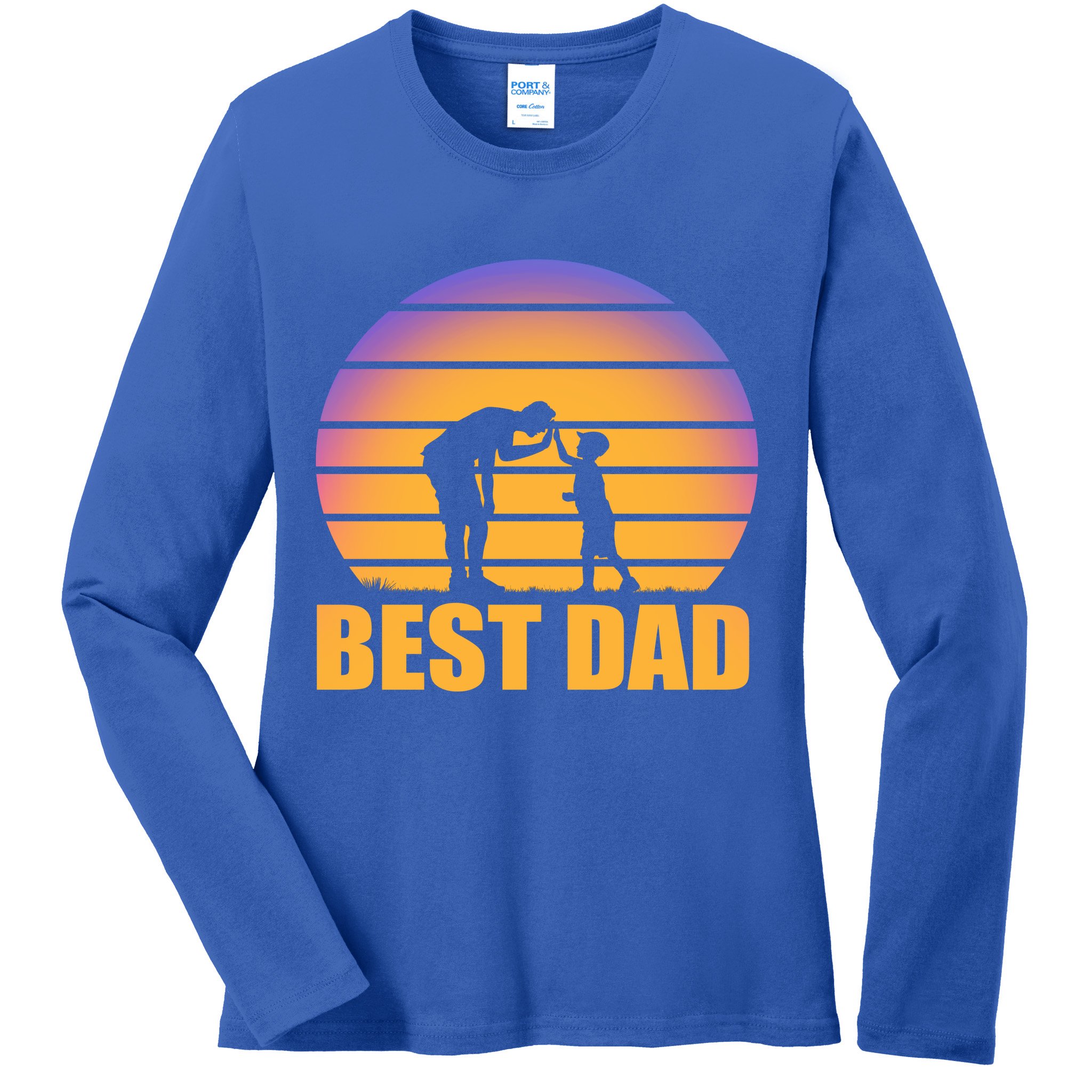 Best Dad Retro Sunset Ladies Long Sleeve Shirt