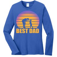 Best Dad Retro Sunset Ladies Long Sleeve Shirt