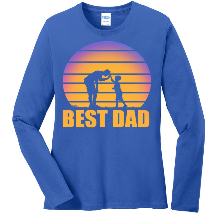 Best Dad Retro Sunset Ladies Long Sleeve Shirt