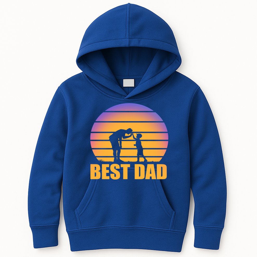 Best Dad Retro Sunset Kids Hoodie