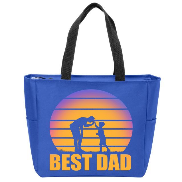 Best Dad Retro Sunset Zip Tote Bag