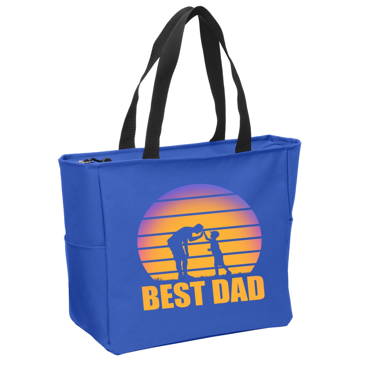 Best Dad Retro Sunset Zip Tote Bag