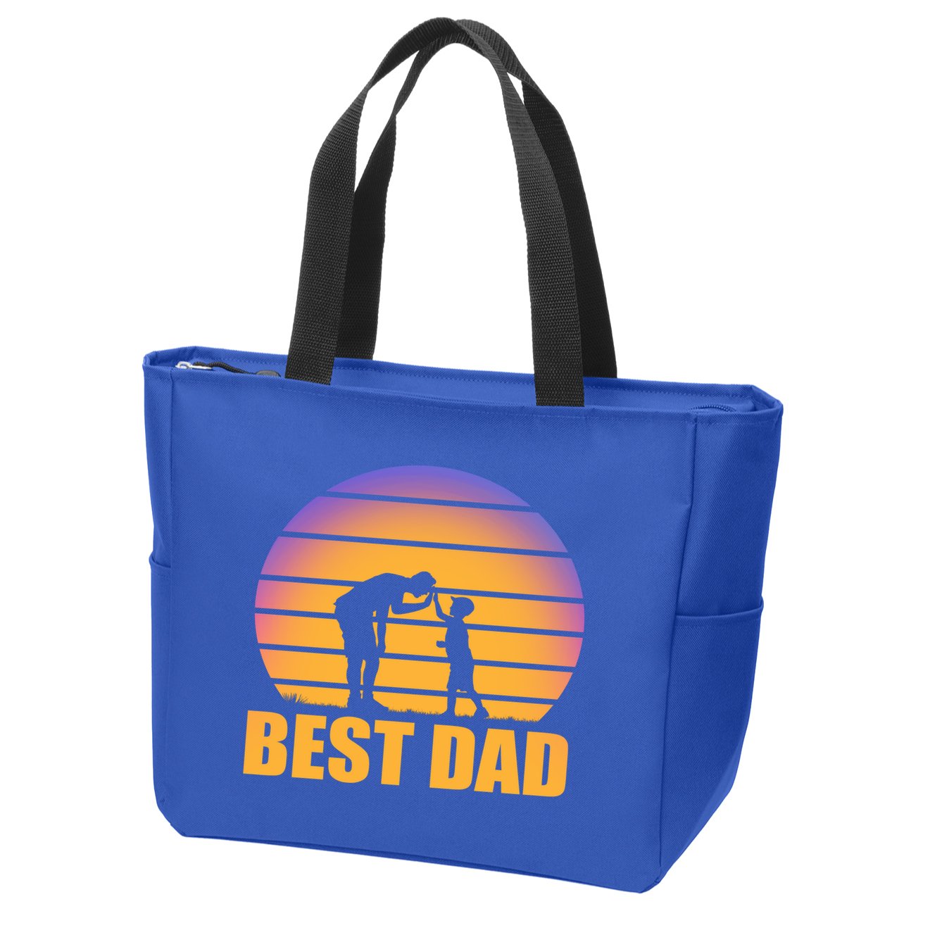 Best Dad Retro Sunset Zip Tote Bag