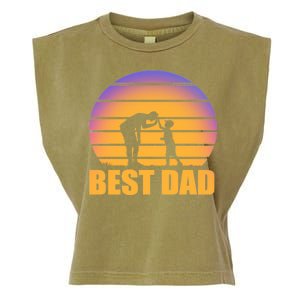 Best Dad Retro Sunset Garment-Dyed Women's Muscle Tee