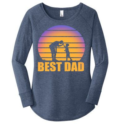 Best Dad Retro Sunset Women's Perfect Tri Tunic Long Sleeve Shirt