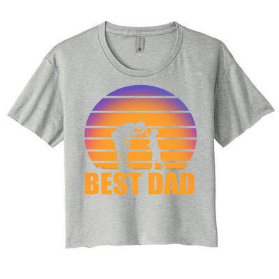 Best Dad Retro Sunset Women's Crop Top Tee