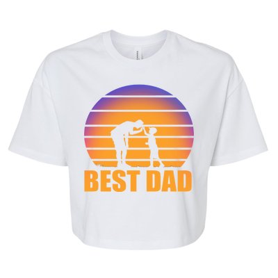 Best Dad Retro Sunset Bella+Canvas Jersey Crop Tee