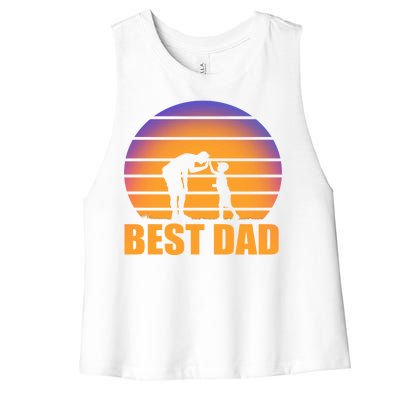 Best Dad Retro Sunset Women's Racerback Cropped Tank