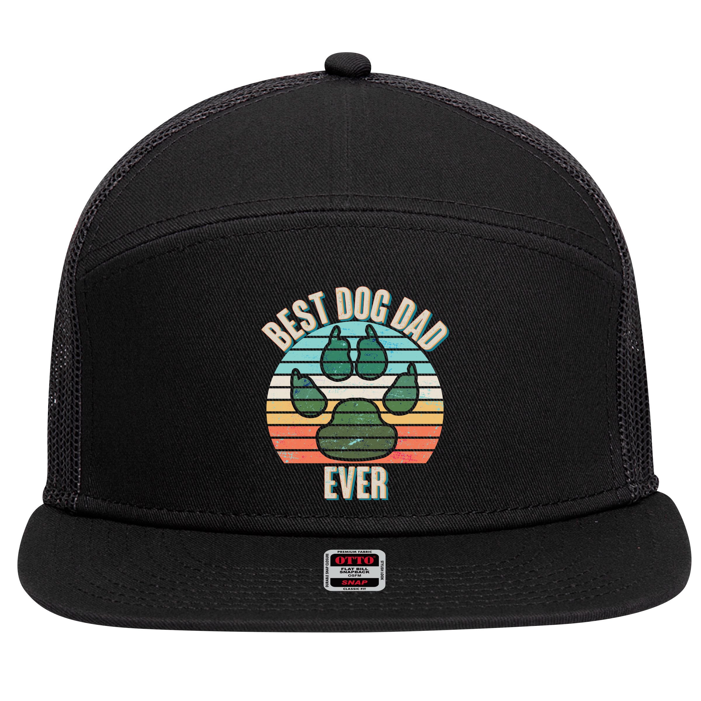 Best Dog Dad Ever 7 Panel Mesh Trucker Snapback Hat