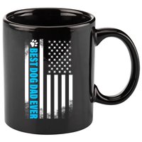 Best Dog Dad Ever American Flag 11oz C Handle Ceramic Mug