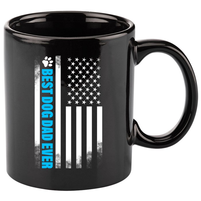 Best Dog Dad Ever American Flag 11oz C Handle Ceramic Mug